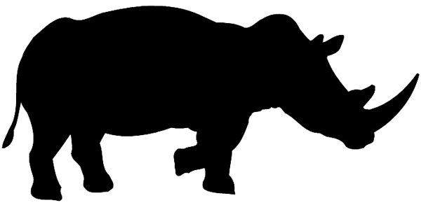 Rhinoceros in silhouette vinyl sticker. Customize on line.      Animals Insects Fish 004-1069  